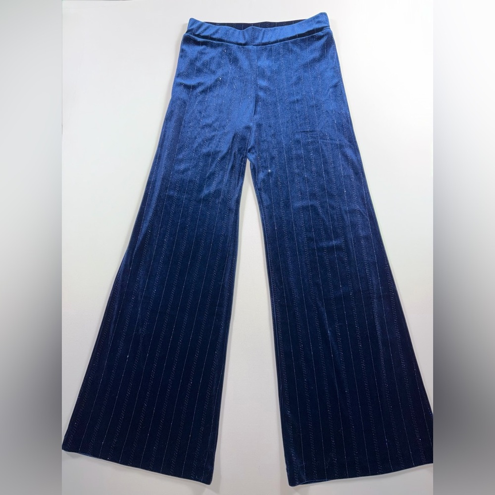 Vilagallo Venus Navy Velvet Glitter Stripe Cocktail Pants – EU 38 / US 6 – NWT